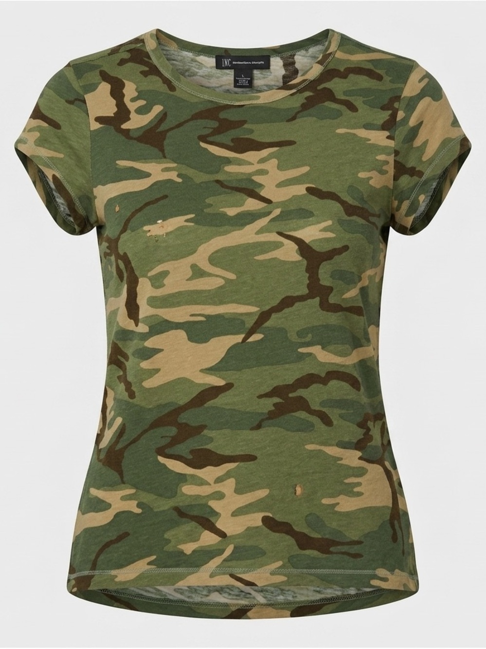 INC International Concepts Green and Tan Camouflage  Tee